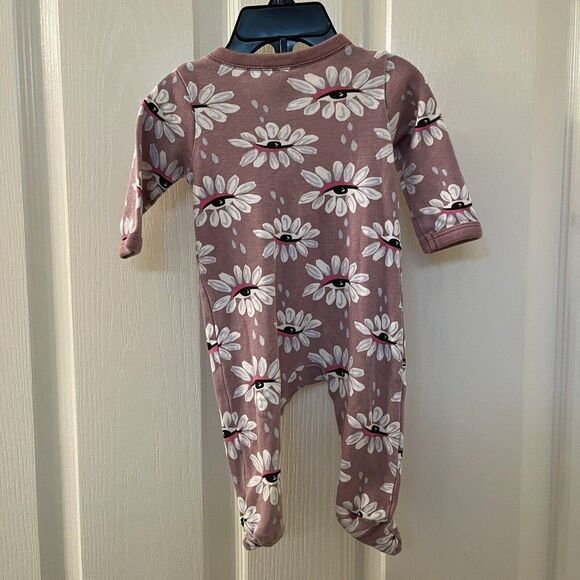 Nordstrom by Cristina Martinez Pink Timber Eye Petals Footie Cotton Size Newborn - Picture 6 of 8